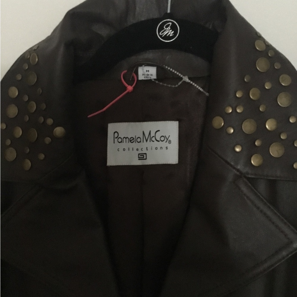 Gorgeous Pamela McCoy Studded Leather Jacket (new-never-worn-new) Size Medium - Picture 3 of 13